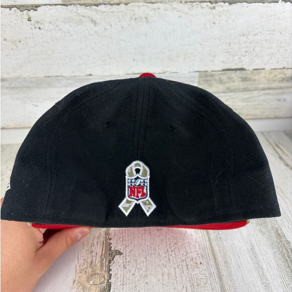 New Era 59Fifty Men’s 7 1/8 Atlanta Falcons Fitted Hat Black NFL Football Cap - Picture 2 of 5